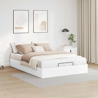 Struttura Letto Pouf senza Materasso Bianco 140x190 cm Similpelle
