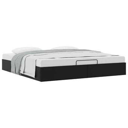 Struttura Letto Pouf senza Materasso Nero 200x200 cm Similpelle