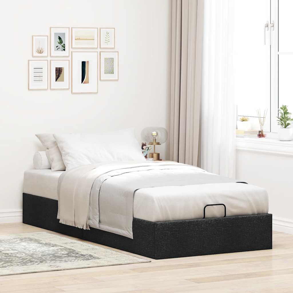 Struttura Letto Pouf senza Materasso Nero 80x200 cm in Tessuto