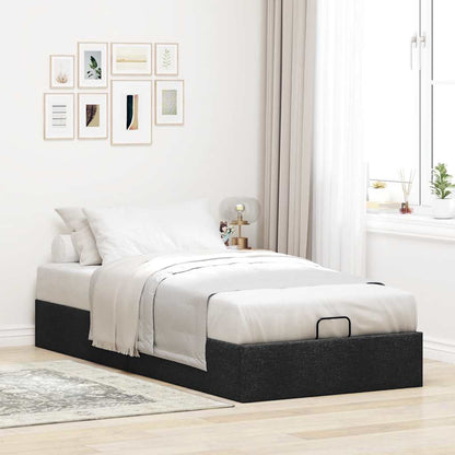 Struttura Letto Pouf senza Materasso Nero 80x200 cm in Tessuto