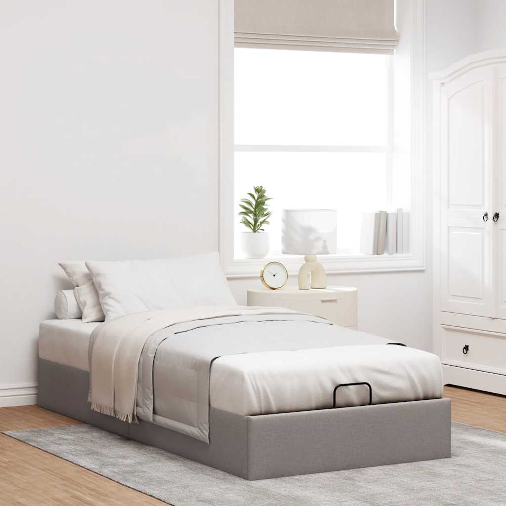 Struttura Letto Pouf senza Materasso Tortora 80x200 cm Tessuto