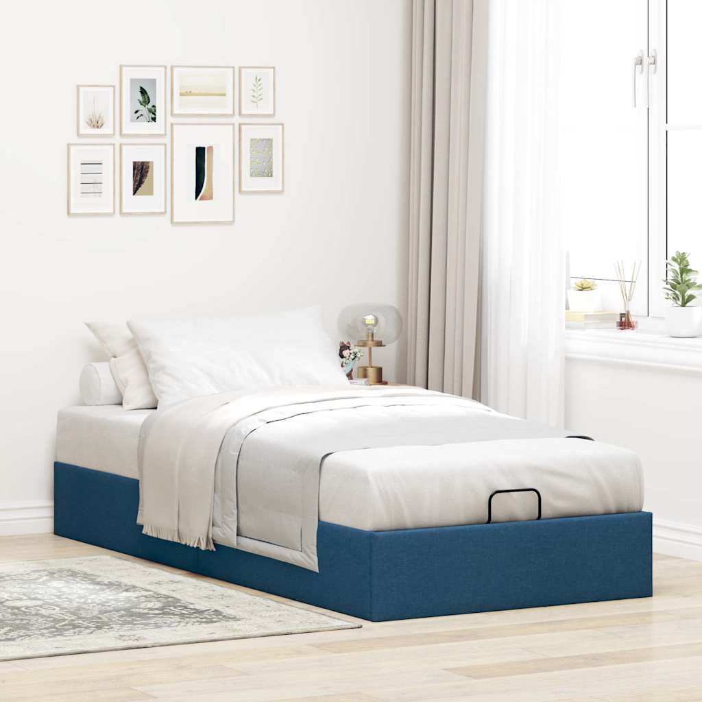 Struttura Letto Pouf senza Materasso Blu 80x200 cm in Tessuto