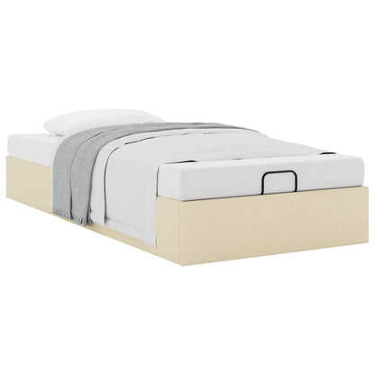Struttura Letto Pouf senza Materasso Crema 90x190 cm in Tessuto