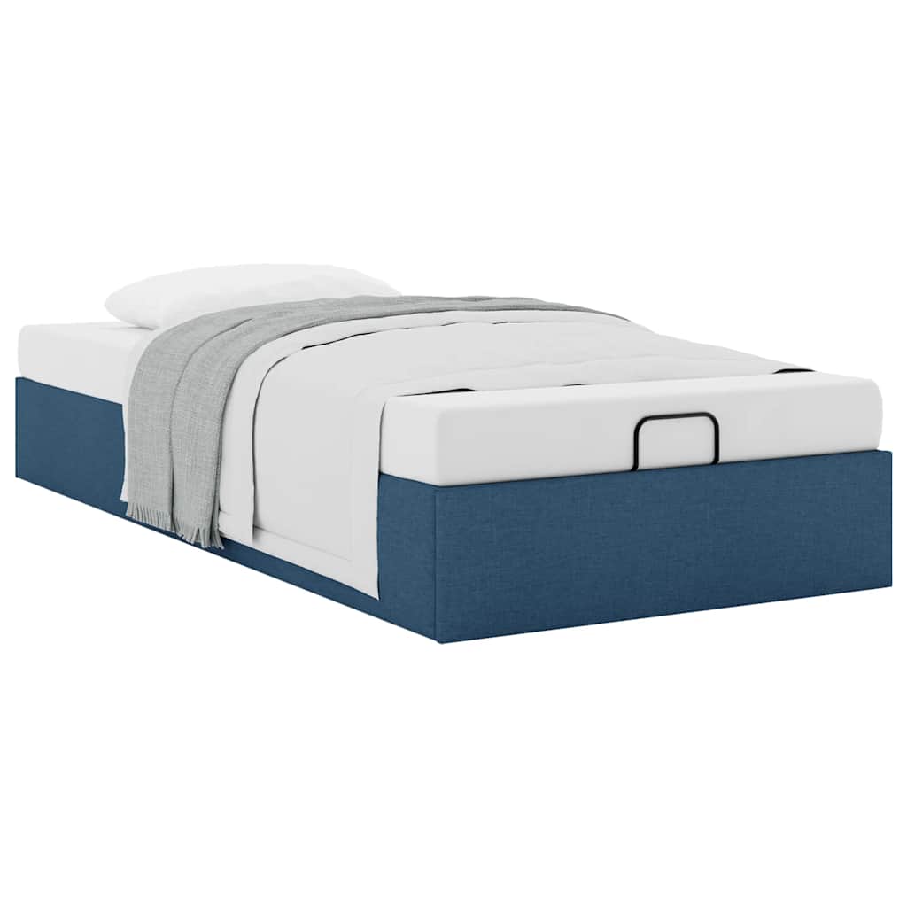Struttura Letto Pouf senza Materasso Blu 90x200 cm in Tessuto