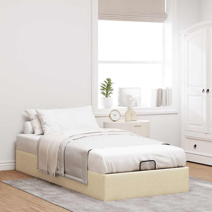 Struttura Letto Pouf senza Materasso Crema 100x200 cm Tessuto