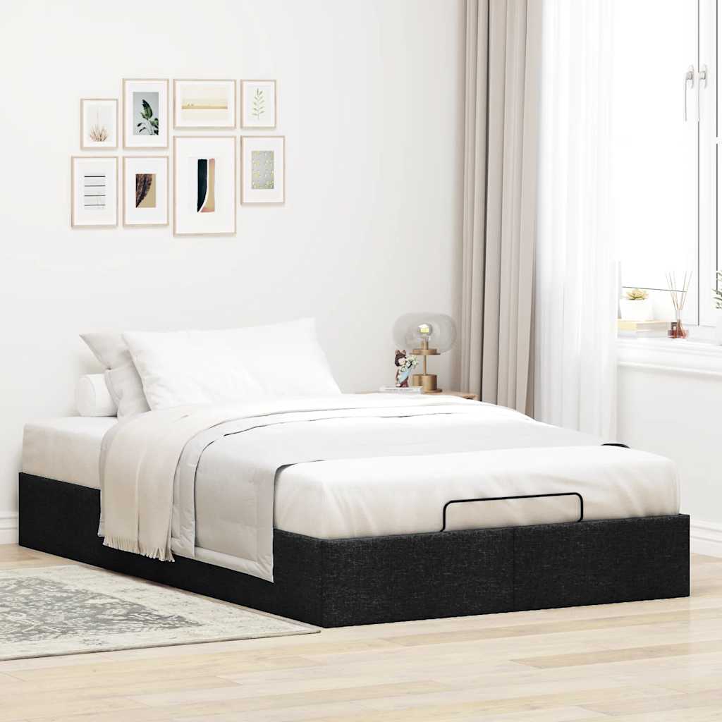 Struttura Letto Pouf senza Materasso Nero 120x190 cm in Tessuto