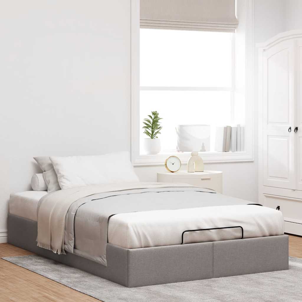 Struttura Letto Pouf senza Materasso Tortora 120x200cm Tessuto