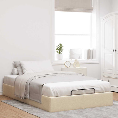 Struttura Letto Pouf senza Materasso Crema 120x200 cm Tessuto