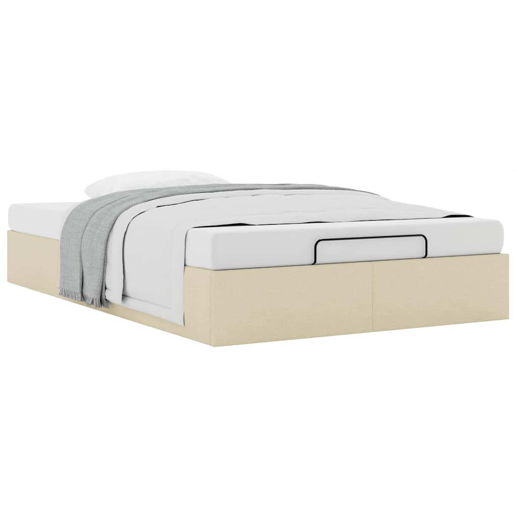Struttura Letto Pouf senza Materasso Crema 120x200 cm Tessuto