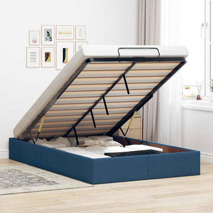 Struttura Letto Pouf senza Materasso Blu 120x200 cm in Tessuto