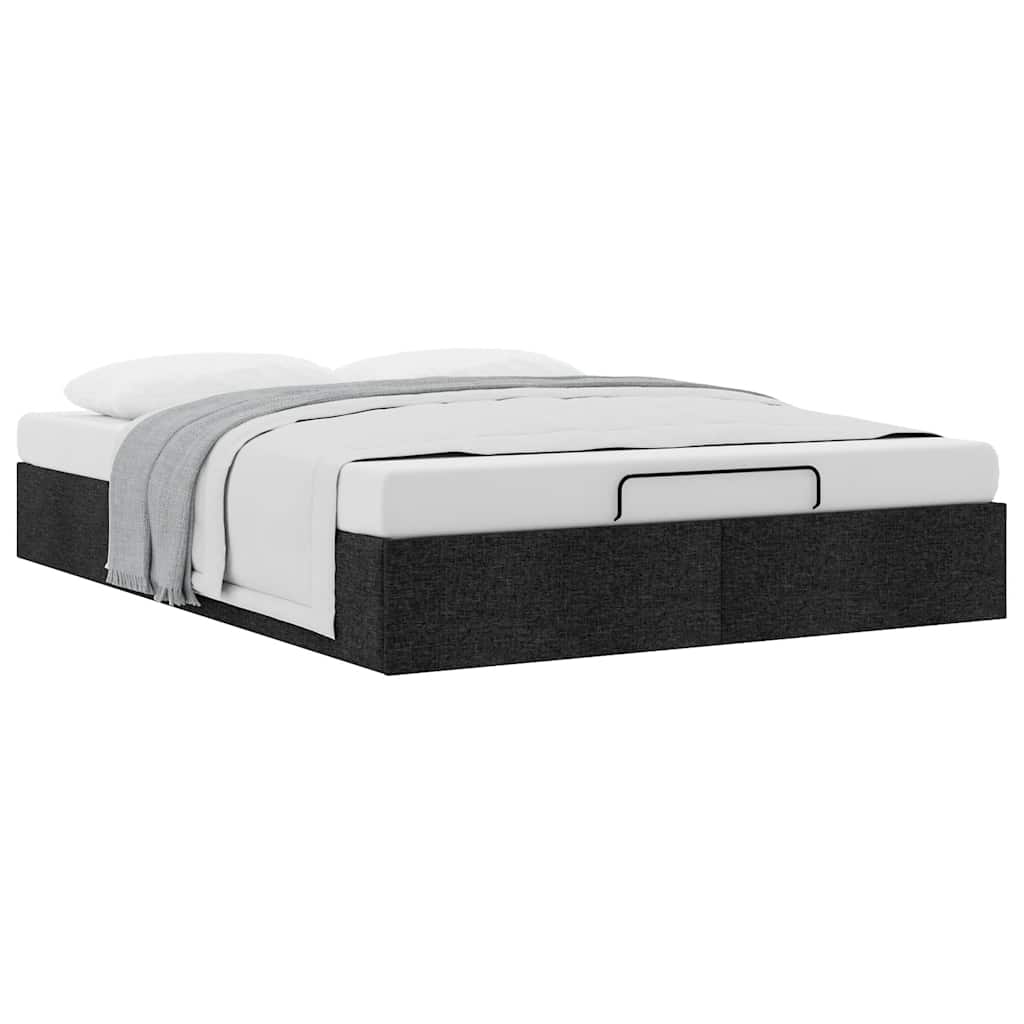 Struttura Letto Pouf senza Materasso Nero 140x190 cm in Tessuto