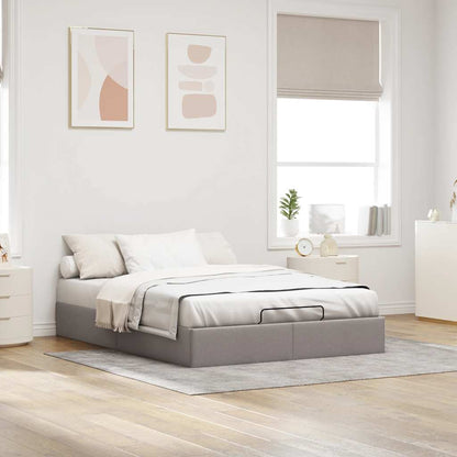 Struttura Letto Pouf senza Materasso Tortora 140x190 cm Tessuto