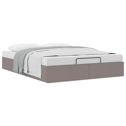 Struttura Letto Pouf senza Materasso Tortora 140x190 cm Tessuto