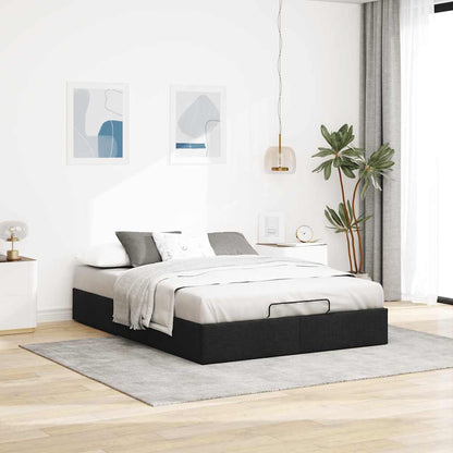 Struttura Letto Pouf senza Materasso Nero 140x200 cm in Tessuto