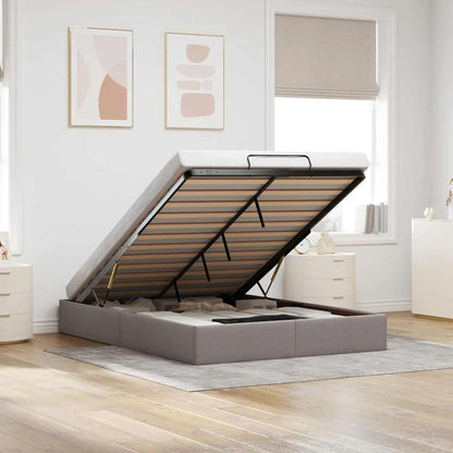 Struttura Letto Pouf senza Materasso Tortora 140x200cm Tessuto