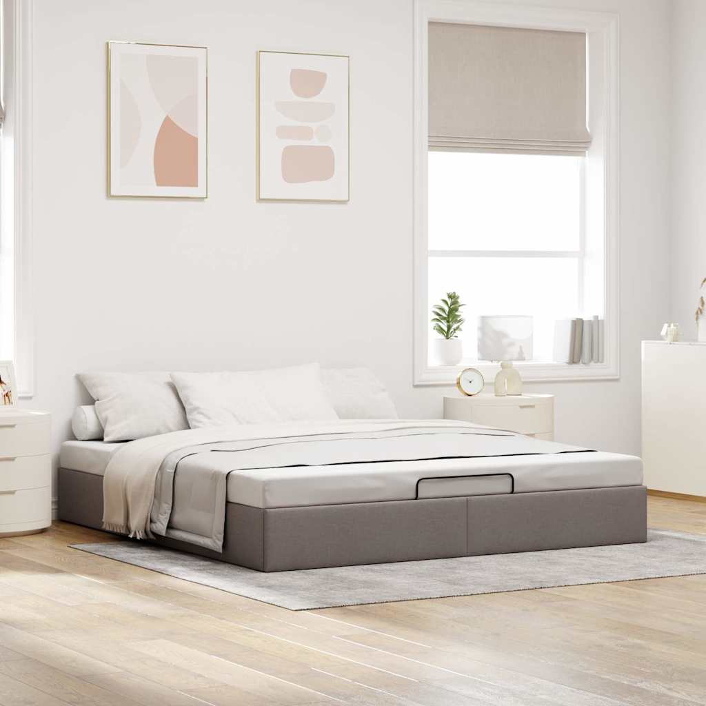 Struttura Letto Pouf senza Materasso Tortora 160x200cm Tessuto