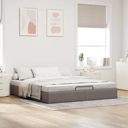 Struttura Letto Pouf senza Materasso Tortora 160x200cm Tessuto