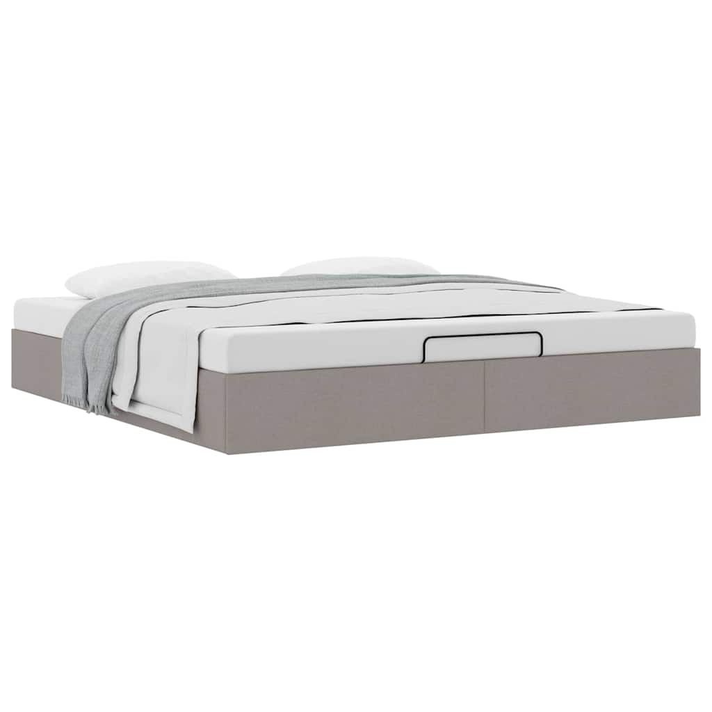 Struttura Letto Pouf senza Materasso Tortora 160x200cm Tessuto