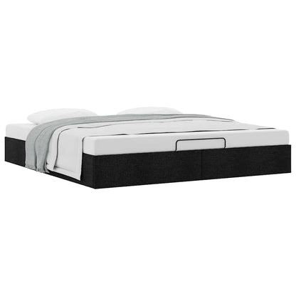 Struttura Letto Pouf senza Materasso Nero 180x200 cm in Tessuto