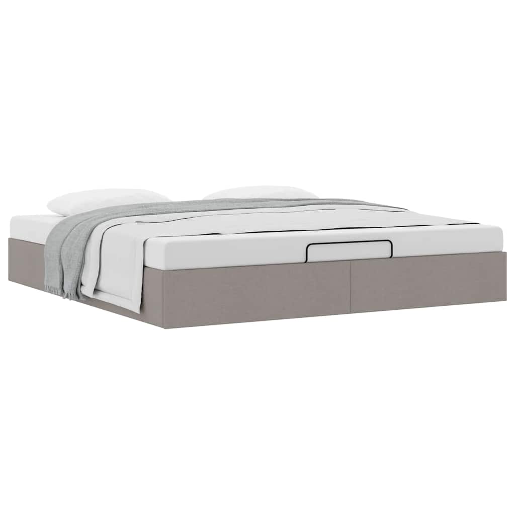 Struttura Letto Pouf senza Materasso Tortora 180x200 cm Tessuto