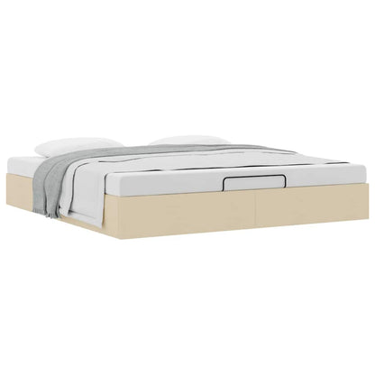 Struttura Letto Pouf senza Materasso Crema 200x200cm in Tessuto