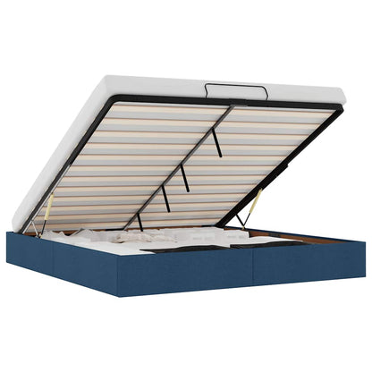 Struttura Letto Pouf senza Materasso Blu 200x200 cm in Tessuto