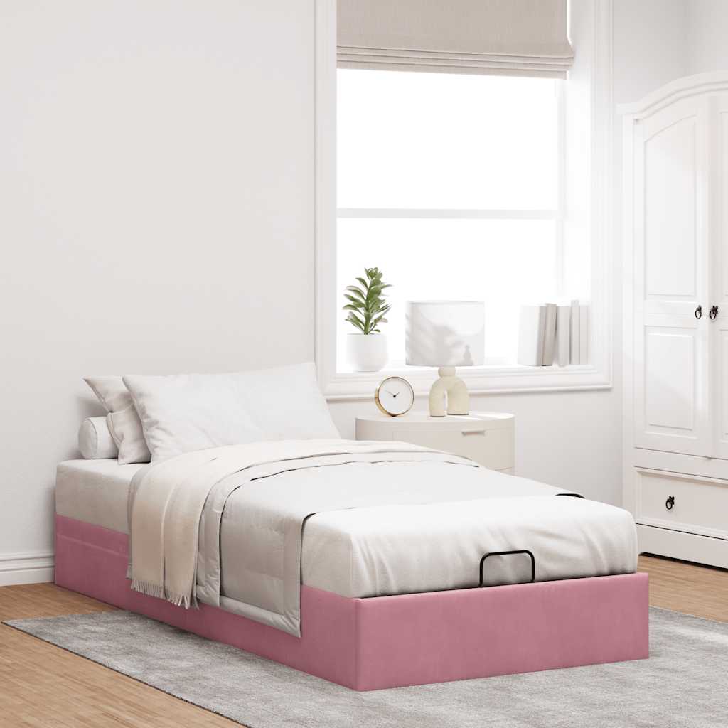 Struttura Letto Pouf Senza Materasso Rosa 80x200 cm Velluto