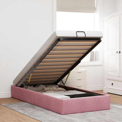Struttura Letto Pouf Senza Materasso Rosa 80x200 cm Velluto