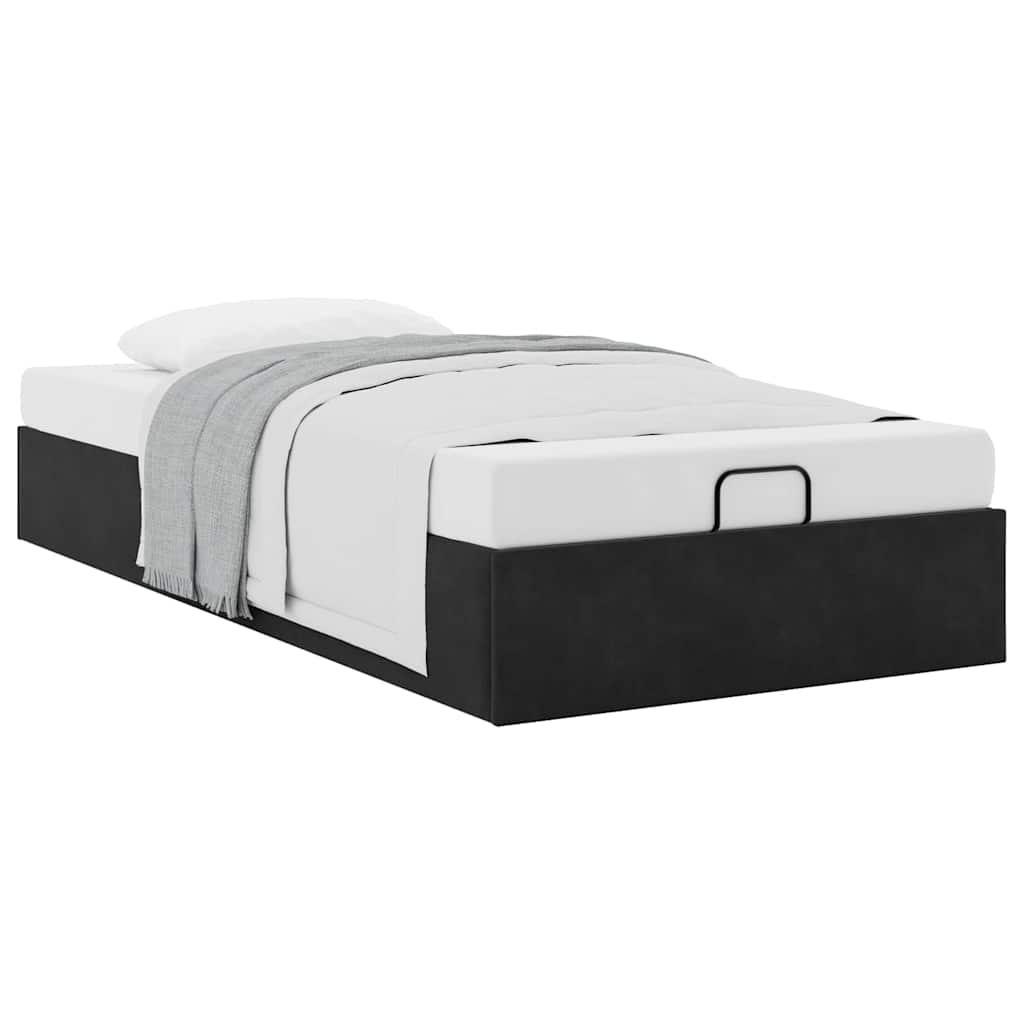 Struttura Letto Pouf Senza Materasso Nero 90x200 cm Velluto