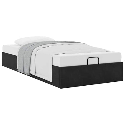 Struttura Letto Pouf Senza Materasso Nero 90x200 cm Velluto