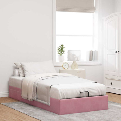 Struttura Letto Pouf Senza Materasso Rosa 90x200 cm Velluto
