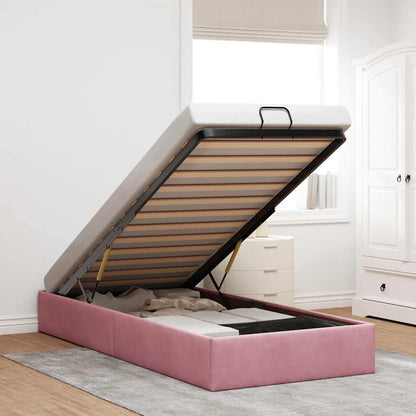 Struttura Letto Pouf Senza Materasso Rosa 90x200 cm Velluto