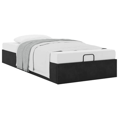 Struttura Letto Pouf Senza Materasso Nero 100x200 cm Velluto