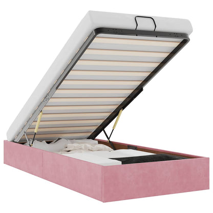 Struttura Letto Pouf Senza Materasso Rosa 100x200 cm Velluto