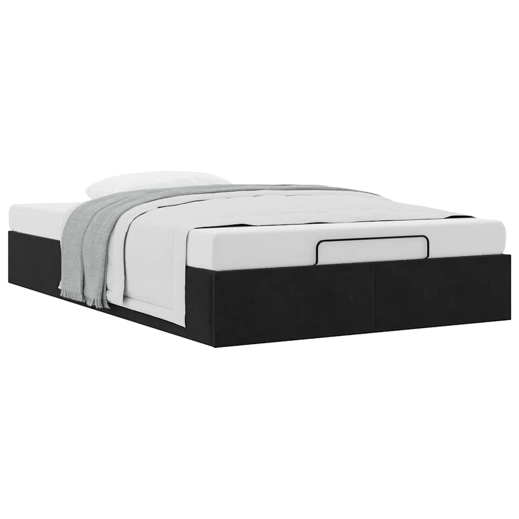 Struttura Letto Pouf Senza Materasso Nero 120x200 cm Velluto
