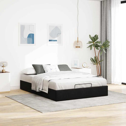Struttura Letto Pouf senza Materasso Nero 140x200 cm in Velluto