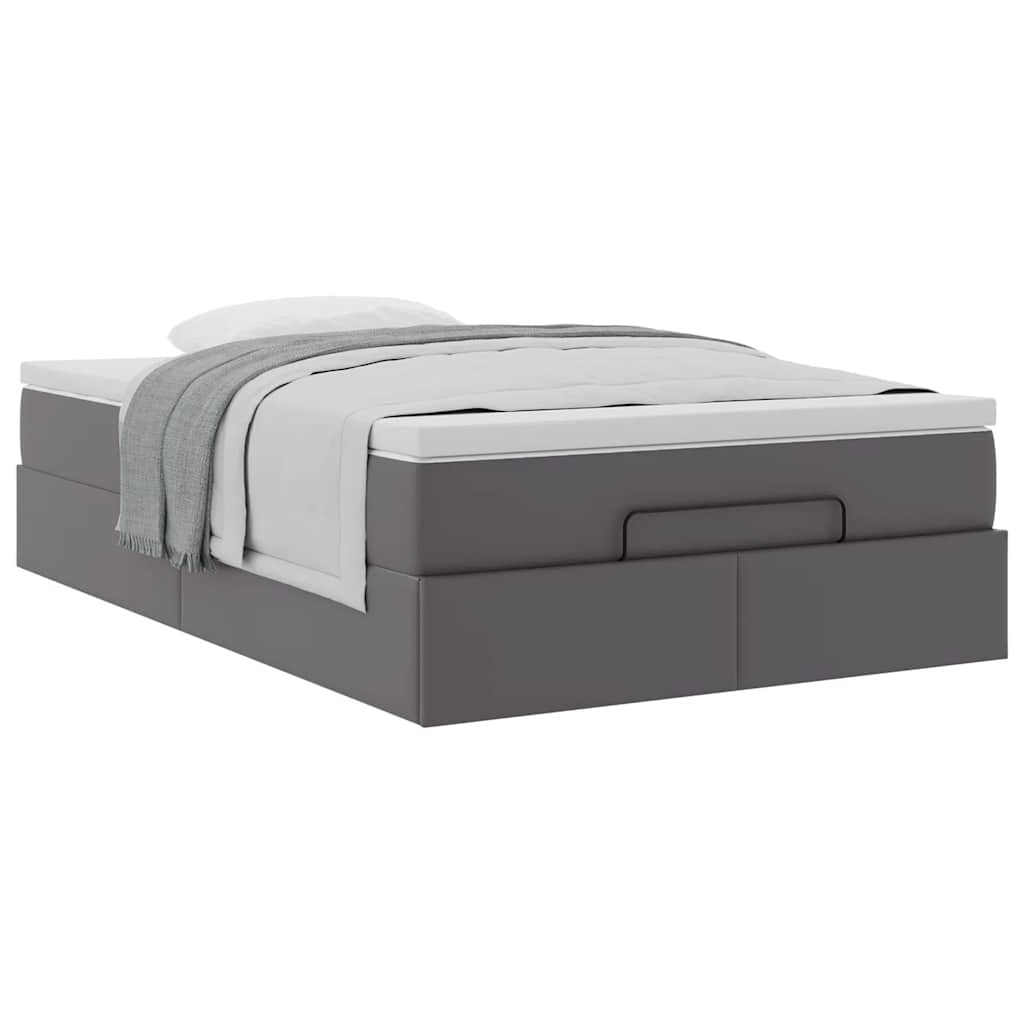 Struttura Letto Pouf con Materasso Grigio 120x200 cm Similpelle