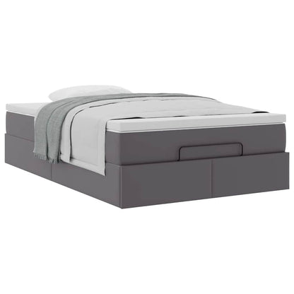 Struttura Letto Pouf con Materasso Grigio 120x200 cm Similpelle