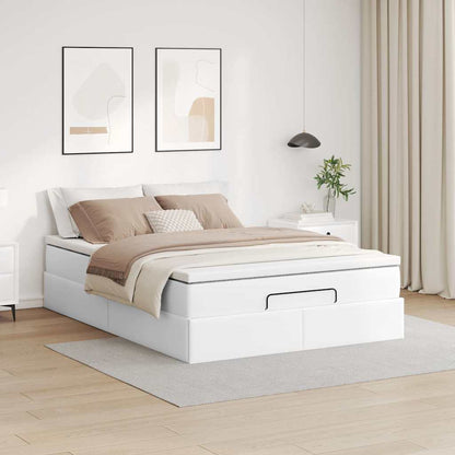 Struttura Letto Pouf con Materasso Bianco 140x200 cm Similpelle