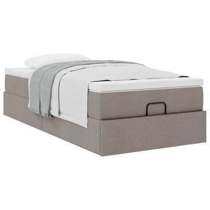 Struttura Letto Pouf con Materasso Tortora 90x200 cm in Tessuto
