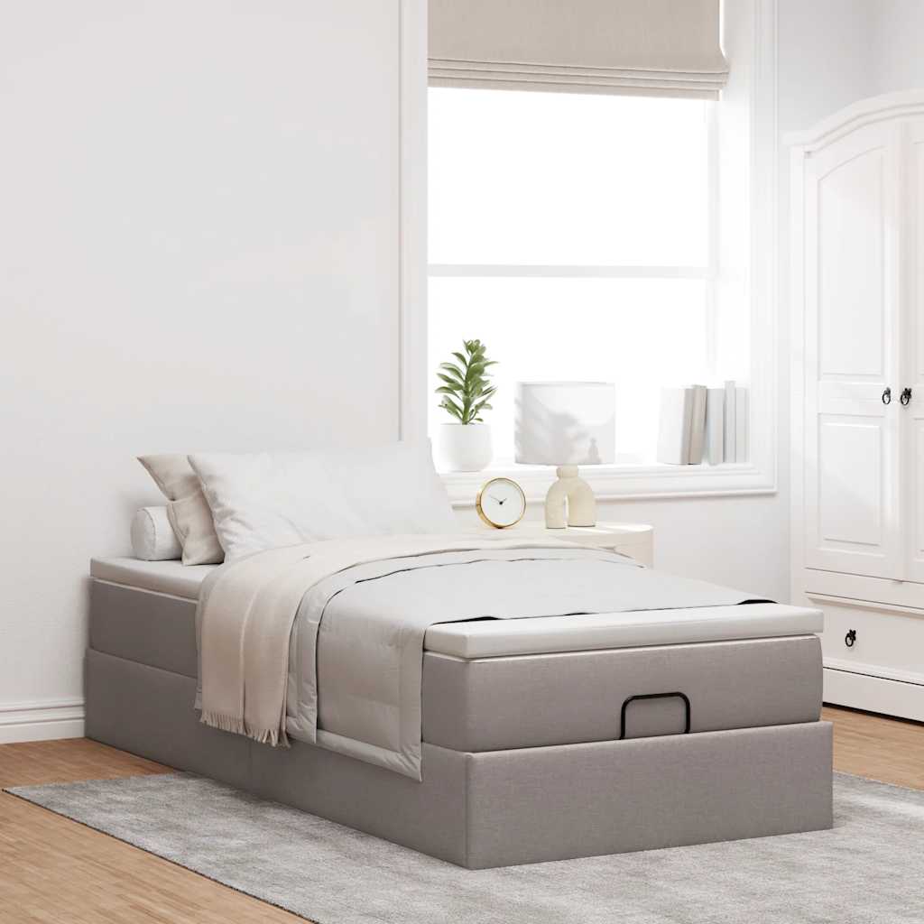 Struttura Letto Pouf con Materasso Tortora 100x200cm in Tessuto