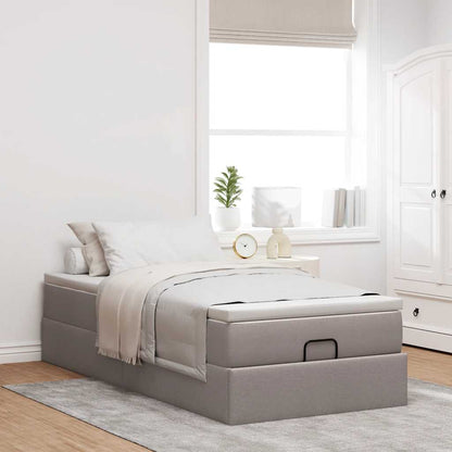 Struttura Letto Pouf con Materasso Tortora 100x200cm in Tessuto
