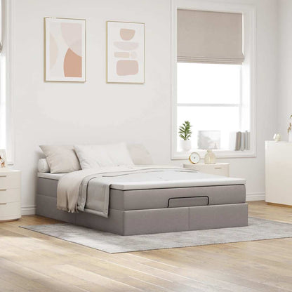 Struttura Letto Pouf con Materasso Tortora 140x200cm in Tessuto