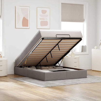 Struttura Letto Pouf con Materasso Tortora 140x200cm in Tessuto