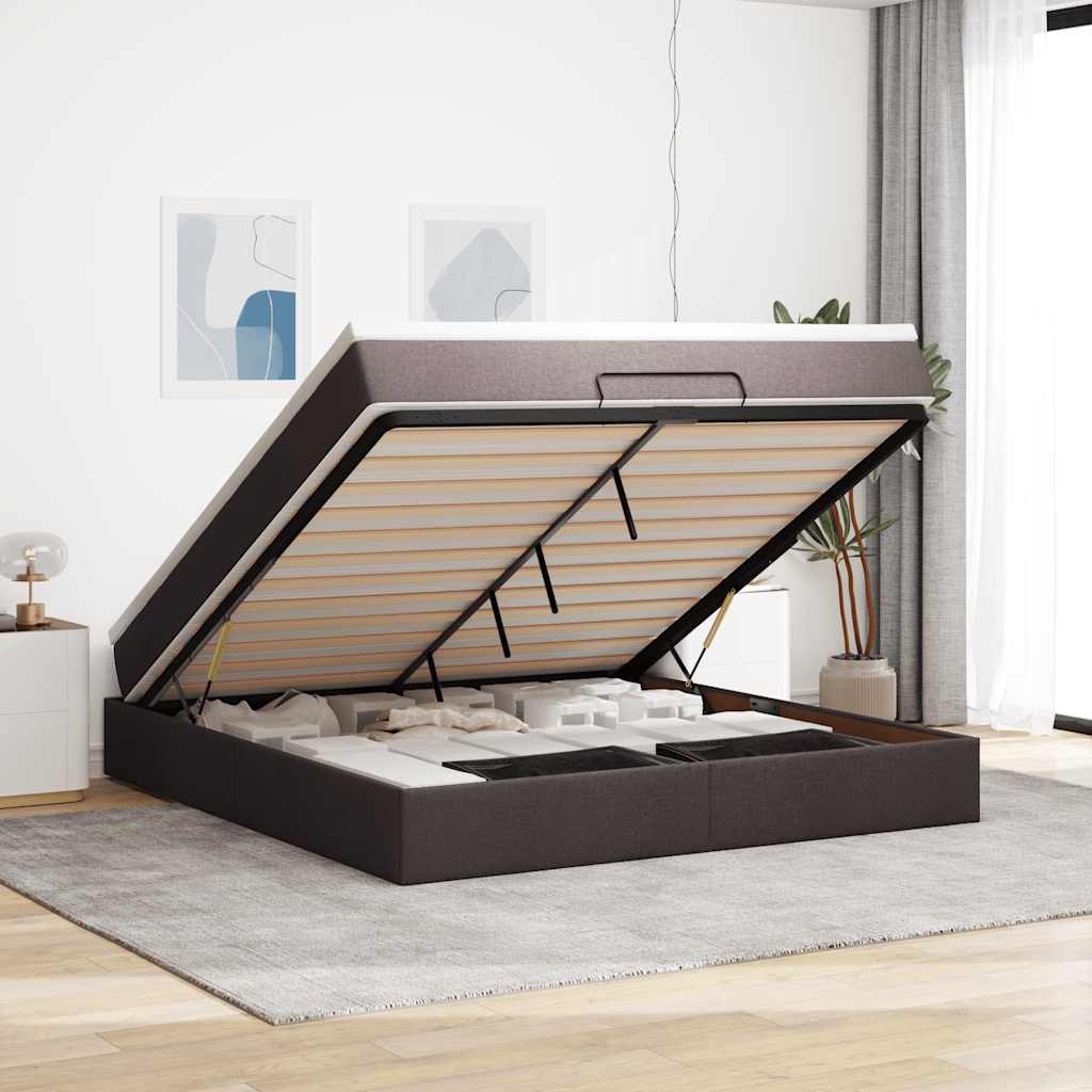 Struttura Letto Pouf con Materasso 160x200 cm in Tessuto