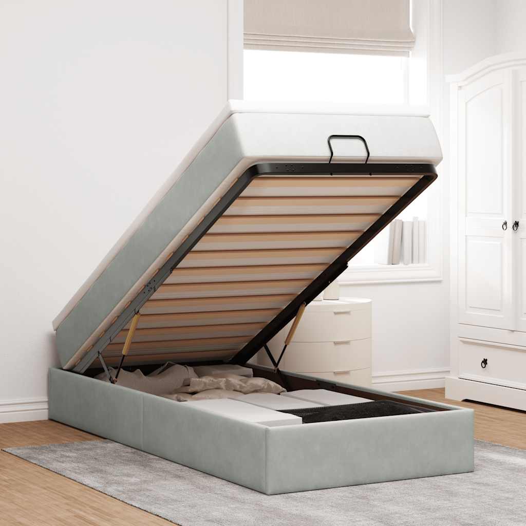 Struttura Letto Pouf con Materasso 90x190 cm in Velluto
