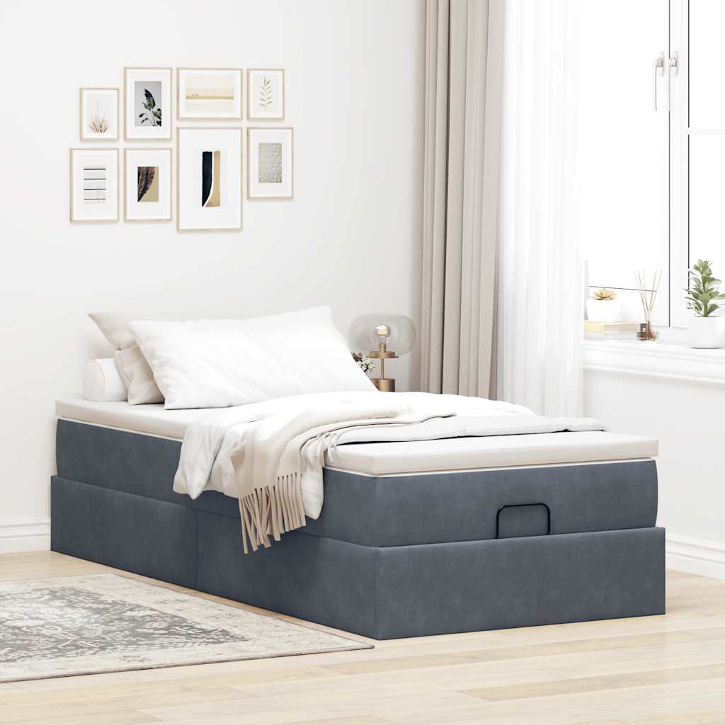 Struttura Letto Pouf con Materasso 100x200 cm Velluto