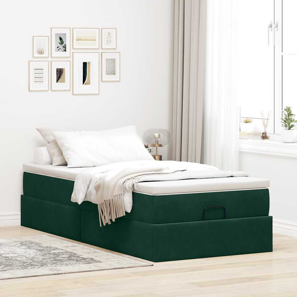 Struttura Letto Pouf con Materasso 100x200 cm Velluto