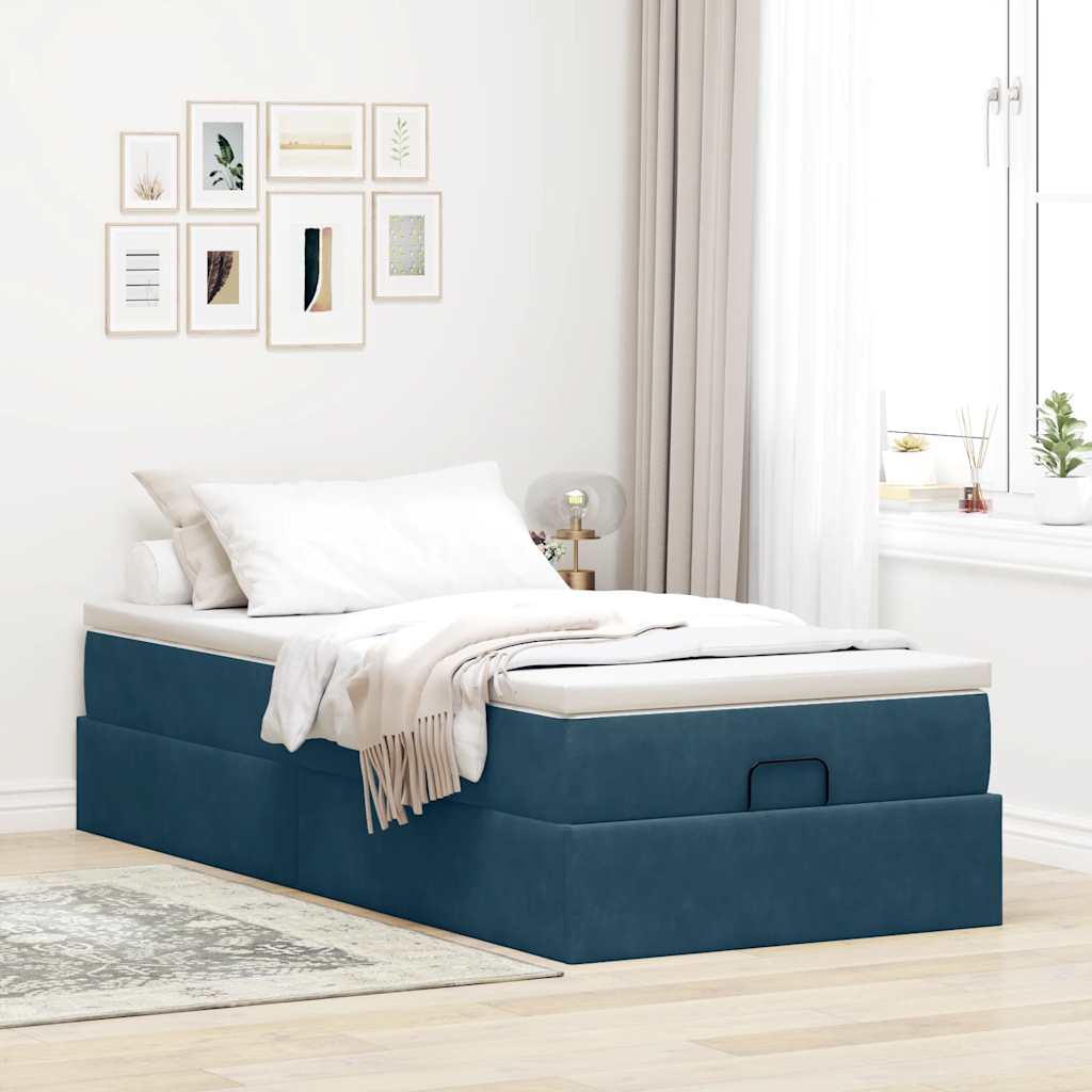 Struttura Letto Pouf con Materasso 100x200 cm Velluto