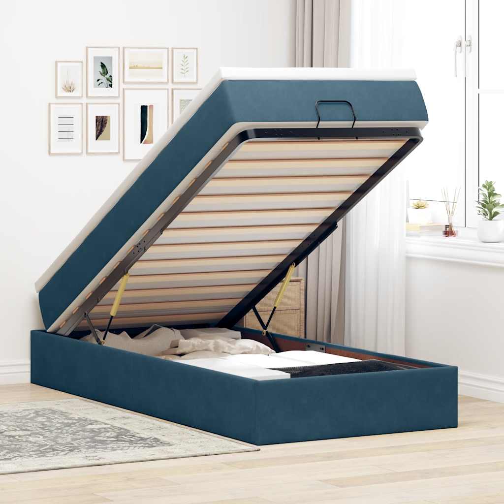 Struttura Letto Pouf con Materasso 100x200 cm Velluto